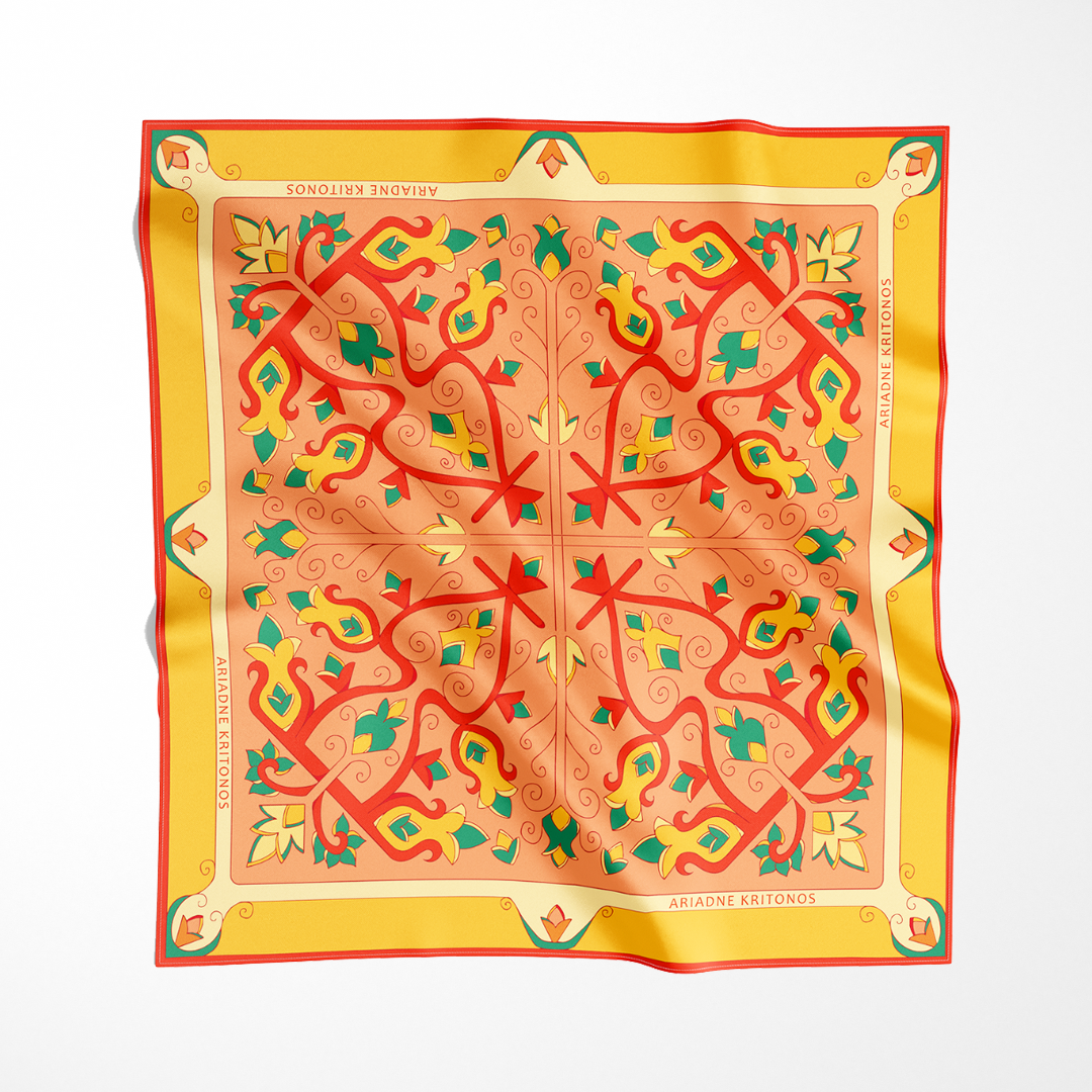 Red Mesogeia Blooms | Square Silk Scarf