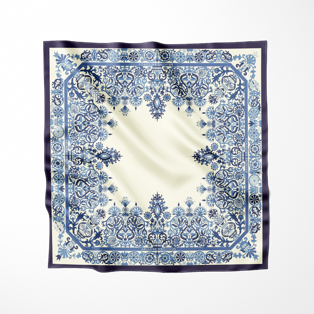 Blue Cretan Mermaid | Square Silk Scarf
