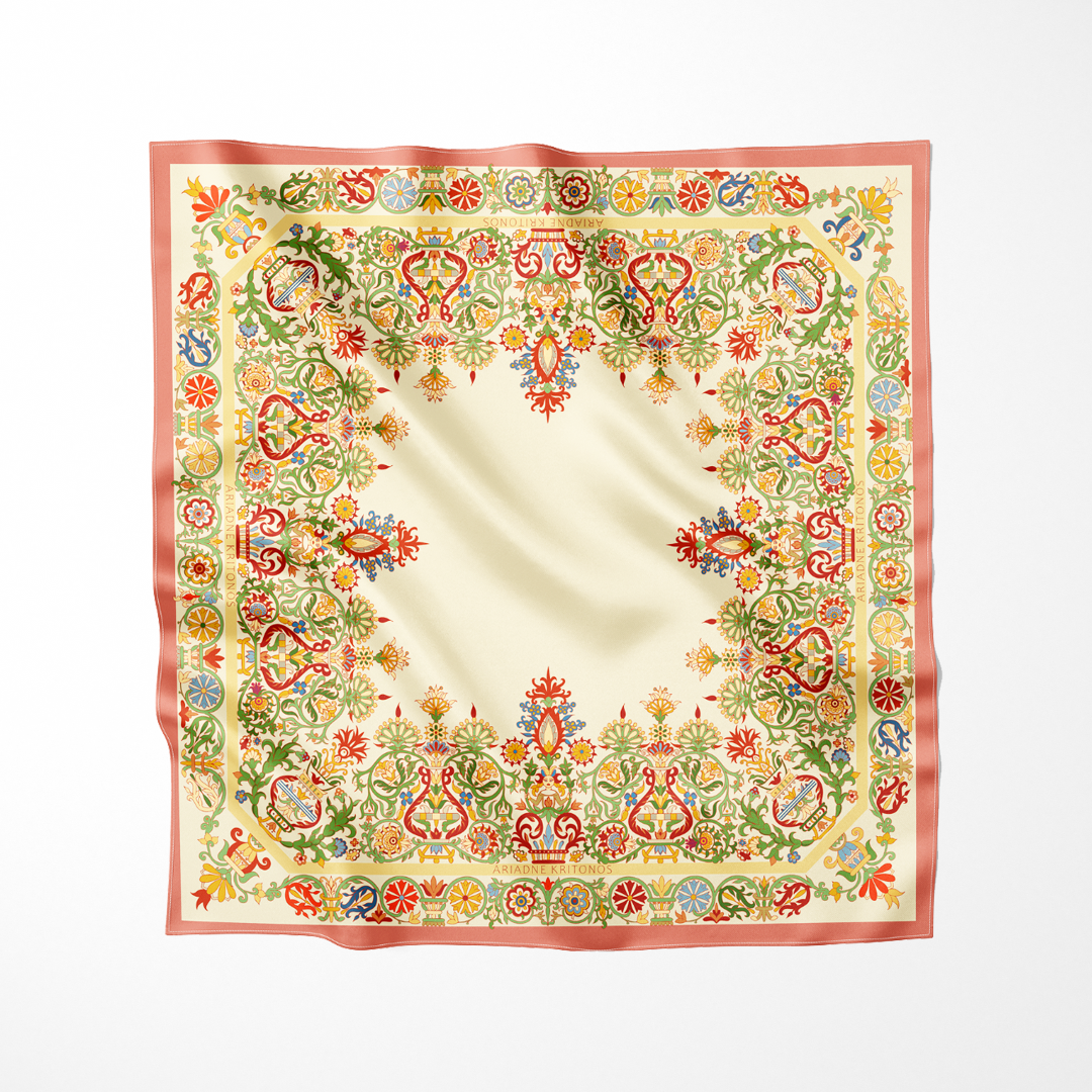 Pink Cretan Mermaid | Square Silk Scarf