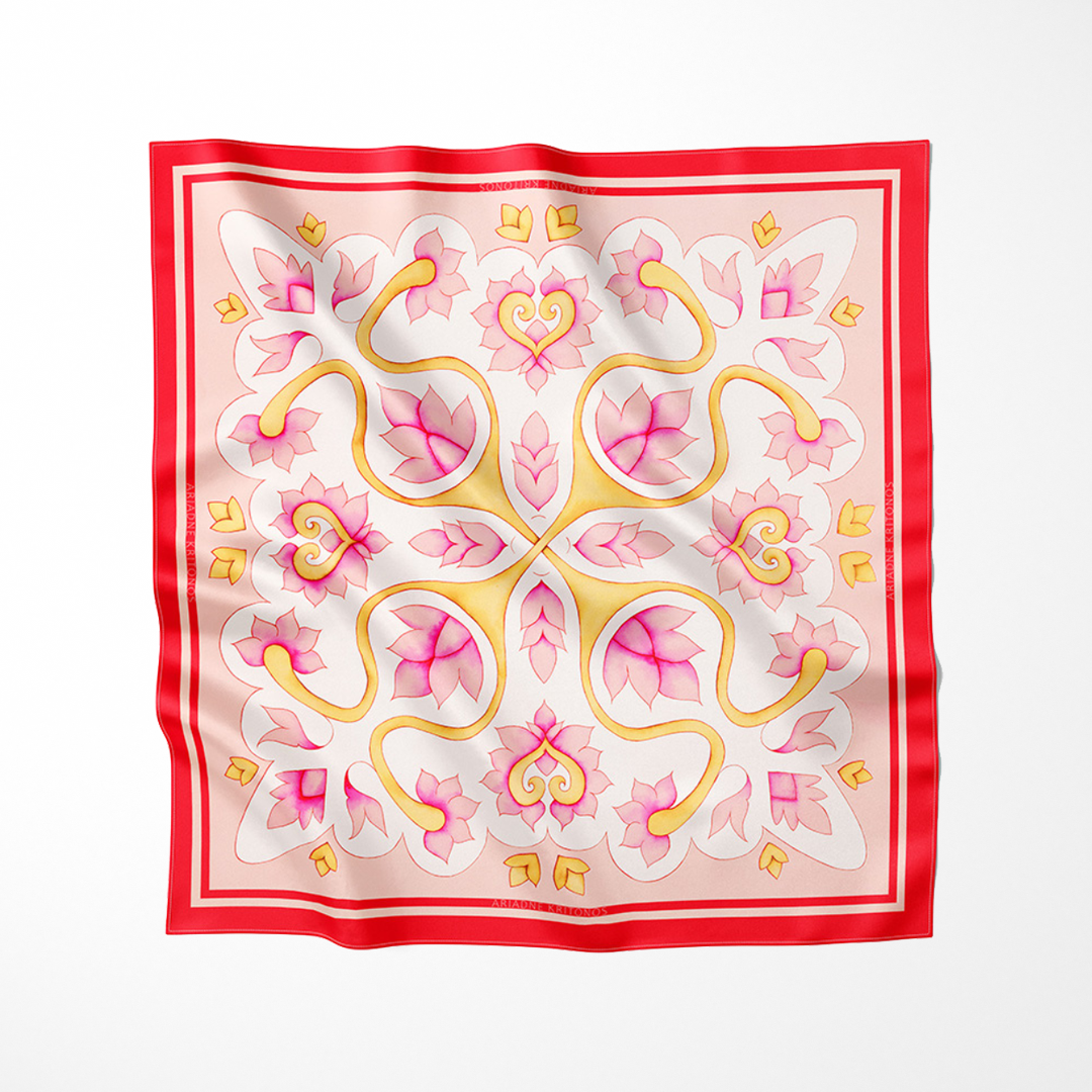Pink Attica Garden | Square Silk Scarf