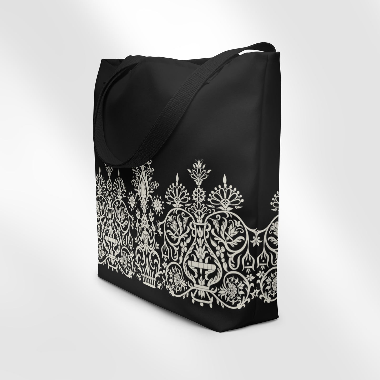 Blk/Wht Cretan Mermaid | Large Tote Bag