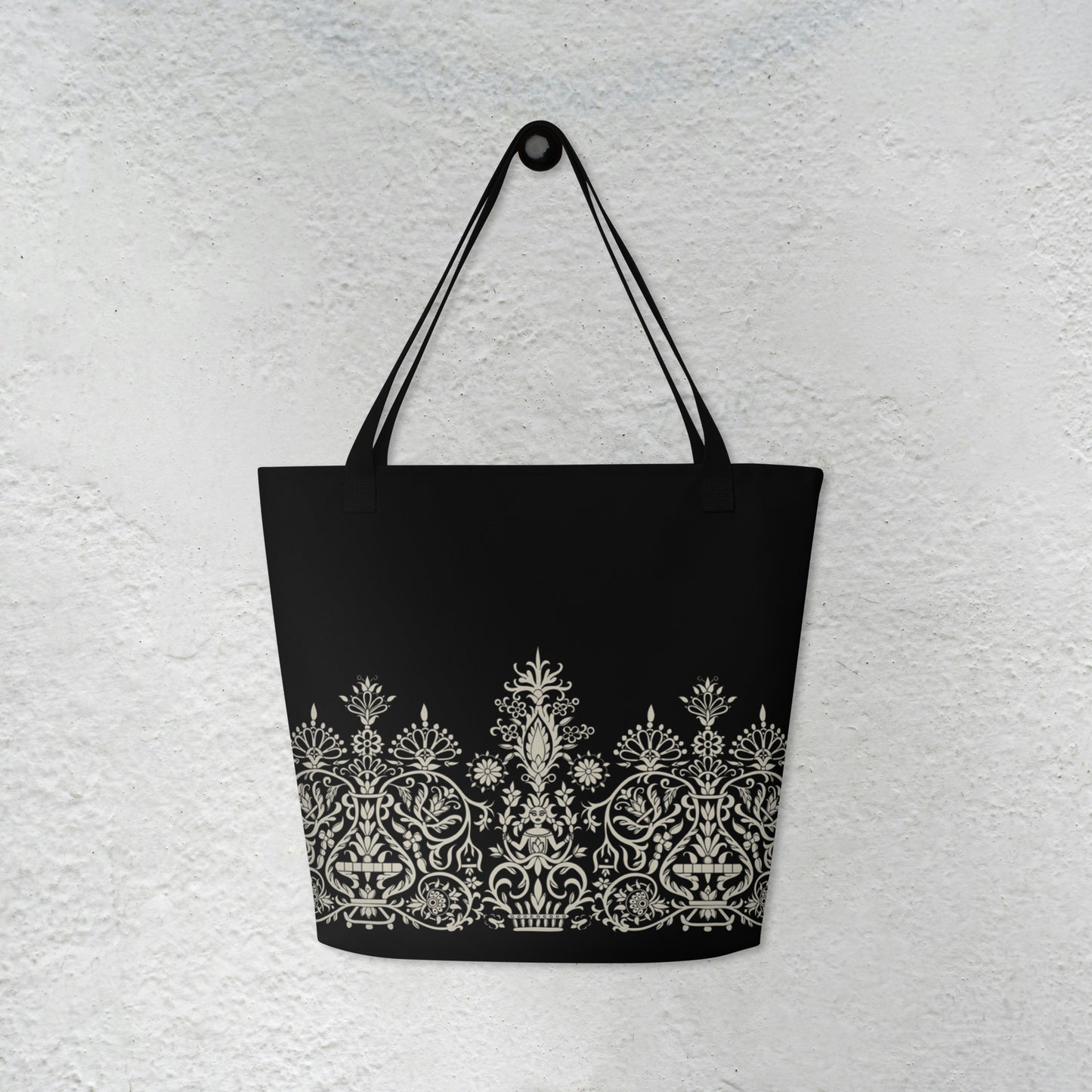Blk/Wht Cretan Mermaid | Large Tote Bag
