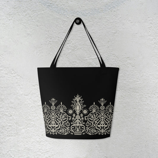 Blk/Wht Cretan Mermaid | Large Tote Bag