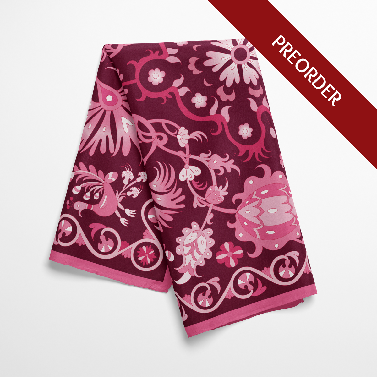 Burgundy Tree of Life | Square Silk Scarf