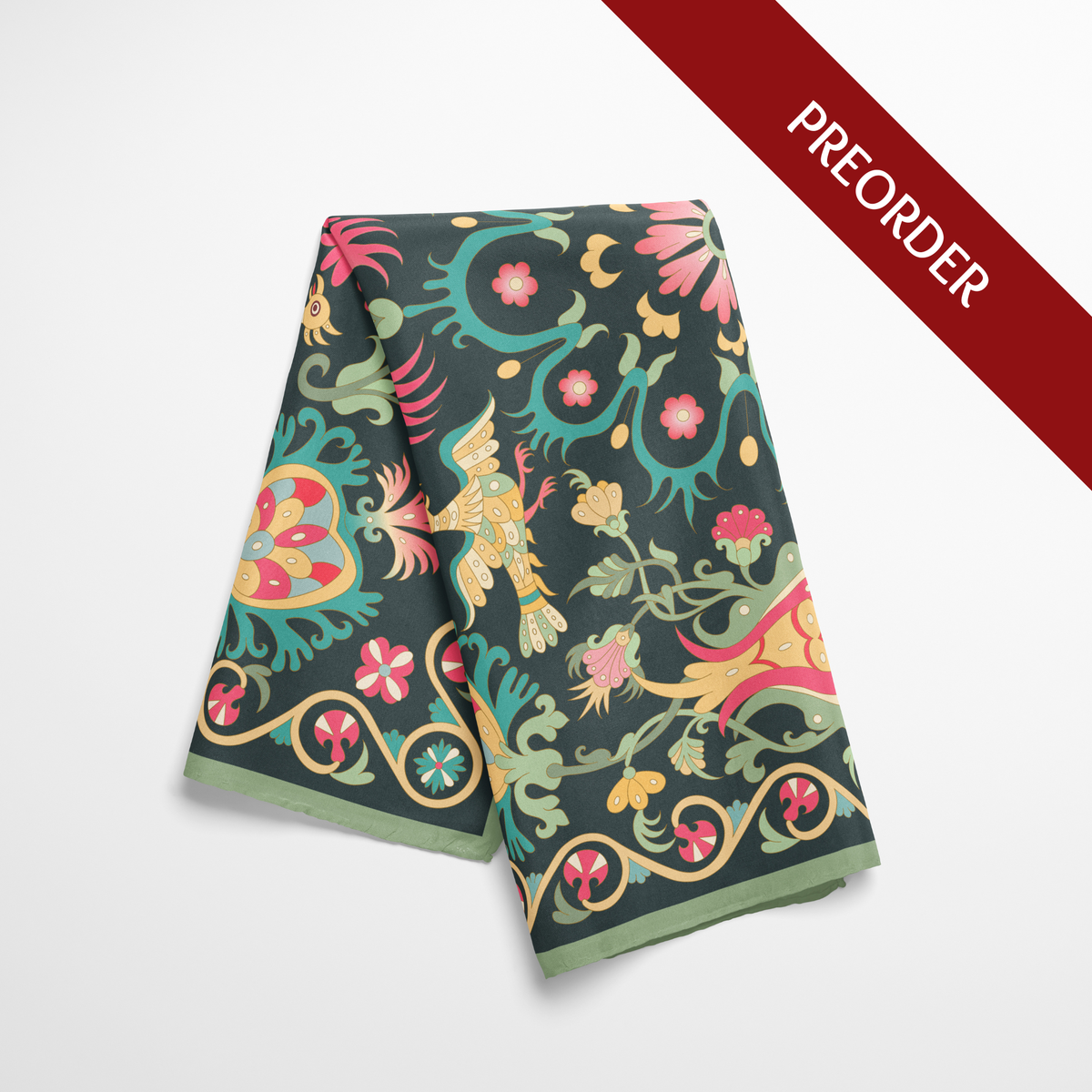 Dark Green Tree of Life | Square Silk Scarf
