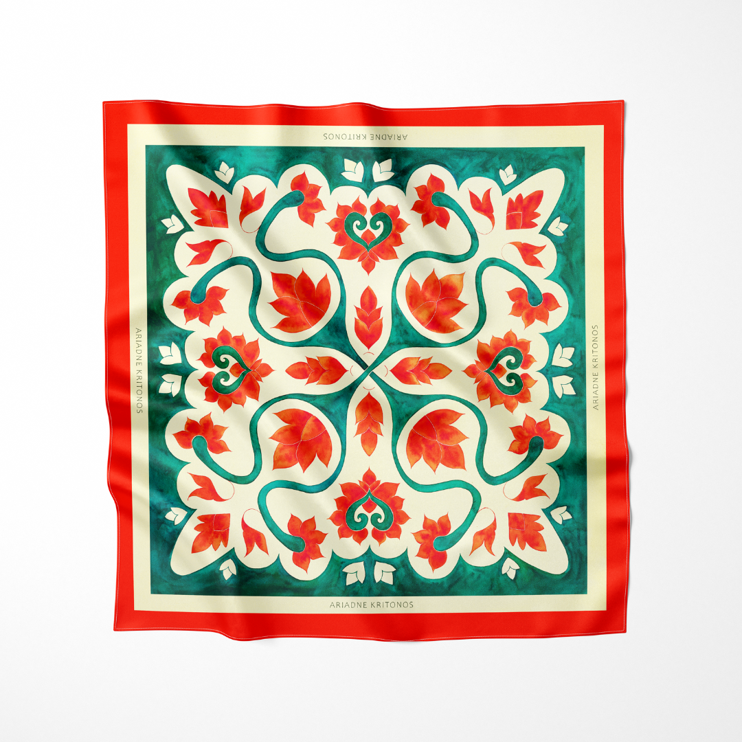 Teal Attica Garden | Square Silk Scarf